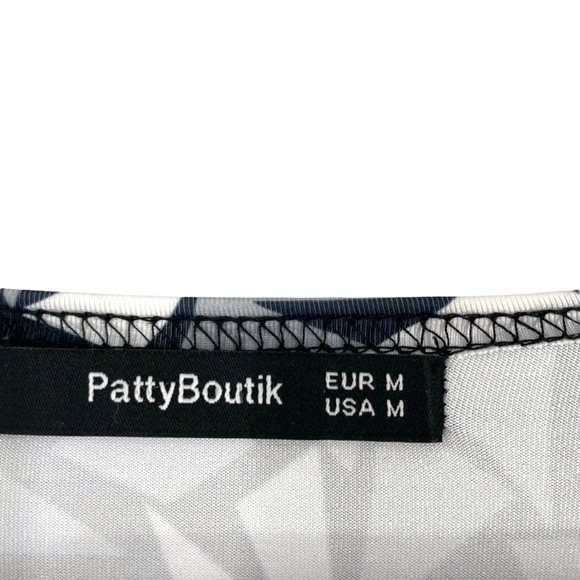 PattyBoutik Geometric Black and Gray Print Faux Wrap Dress in Medium - Picture 9 of 9